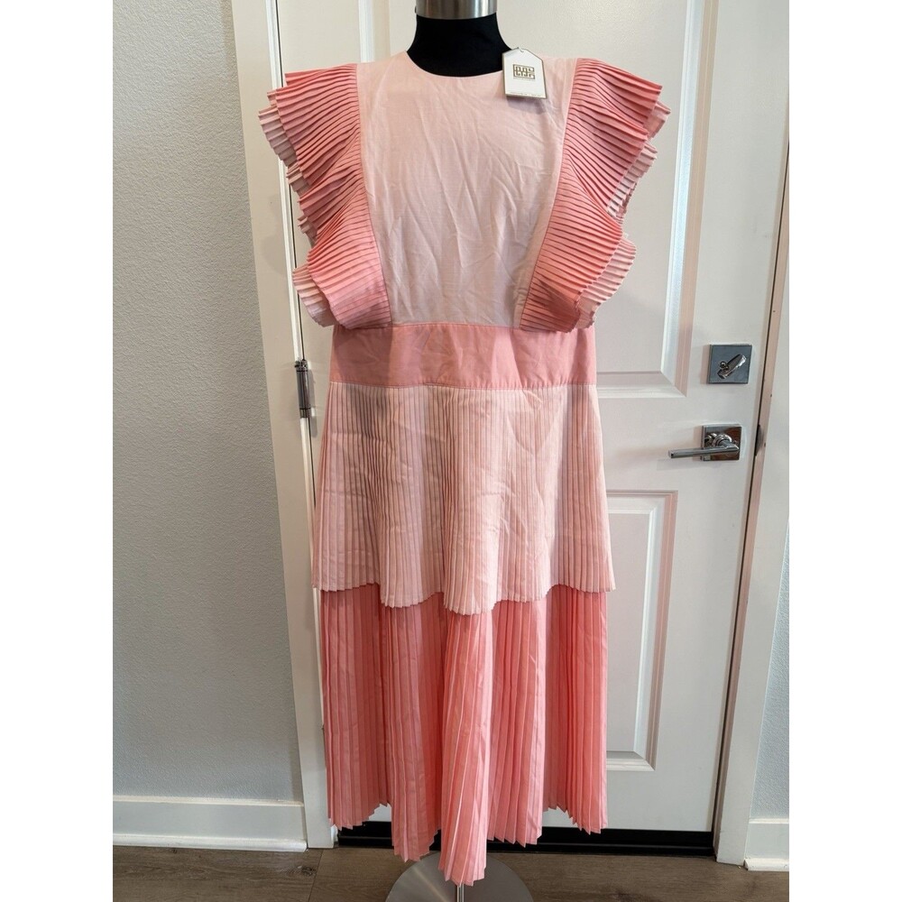 Emily Mccarthy Chloe Dress Rose Petal Pink Pleated Midi Women Size XL NWT - Picture 5 of 14